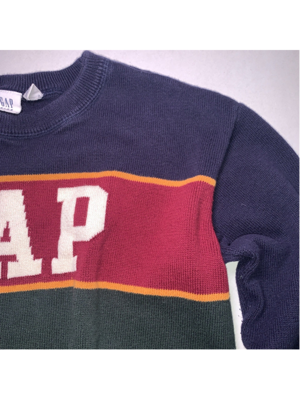 Gap Kids Boys Tops Striped Gap Logo Crew Neck School Sweater Size 8 Medium Boys - Picture 6 of 16